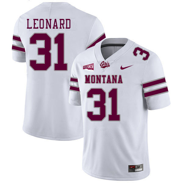 Geno Leonard Montana Jersey,University Of Montana Grizzlies #31 Geno Leonard Jersey Stitched-White